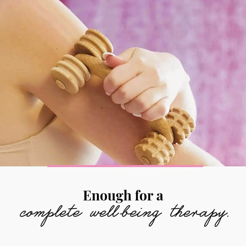 tuuli Accessories Back Massage Muscle Roller Tool Massager for Neck Shoulder Arms Legs Body Wooden 7 x 3 inches - Image 4